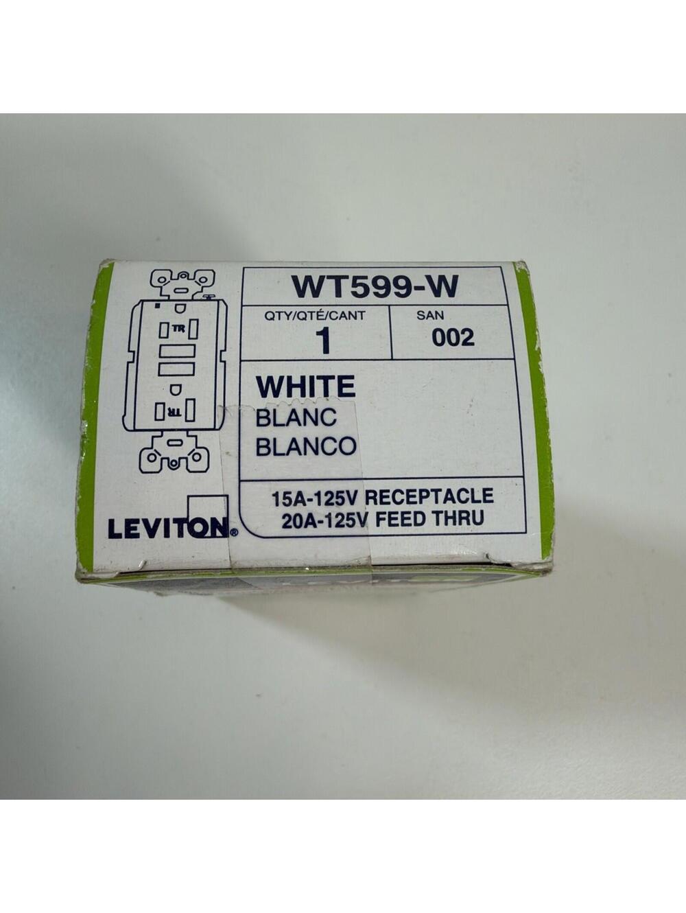 Leviton WT599-W GFCI Outlet 15A-125V 1 pack